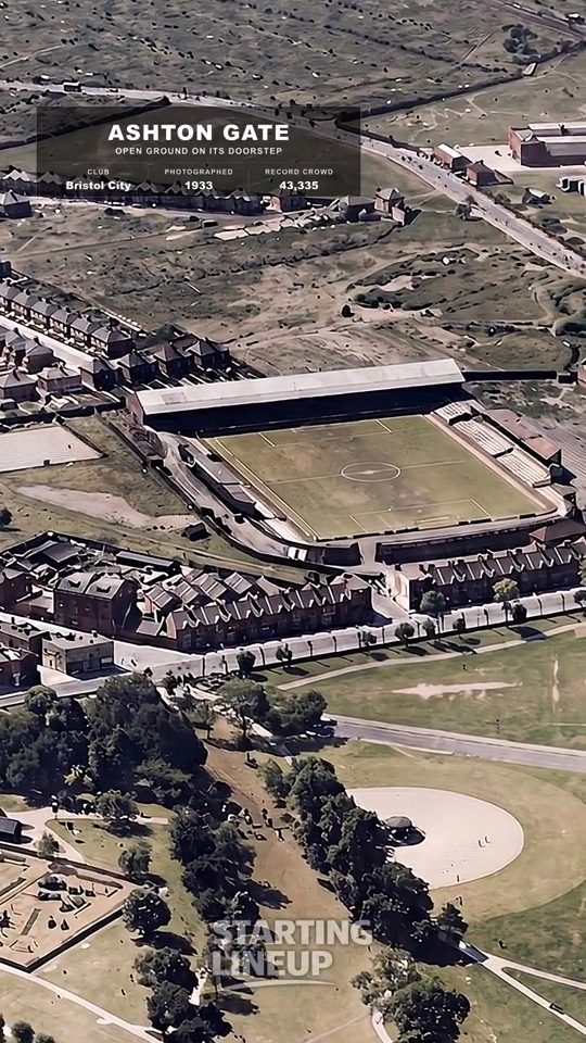 Ashton Gate, Bristol City, from the air in 1933, colourised