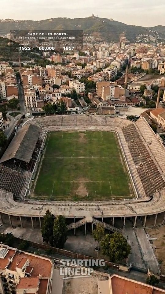 Camp de Les Corts, Barcelona, from the air in 1939, colourised