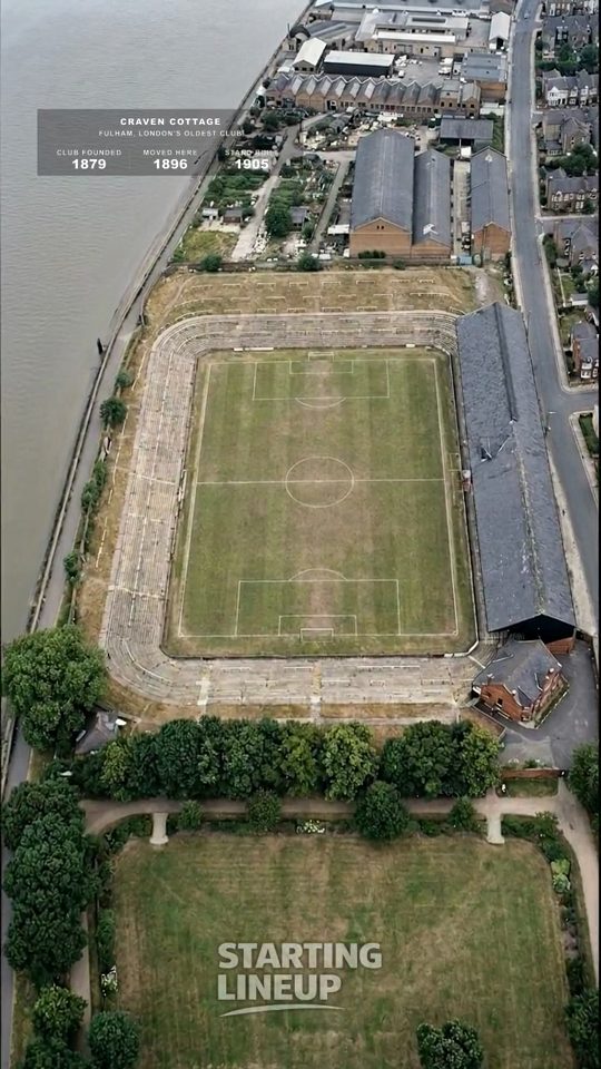 Craven Cottage, Fulham, from the air in 1928, colourised