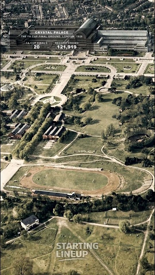 Crystal Palace, Crystal Palace, from the air in 1928, colourised