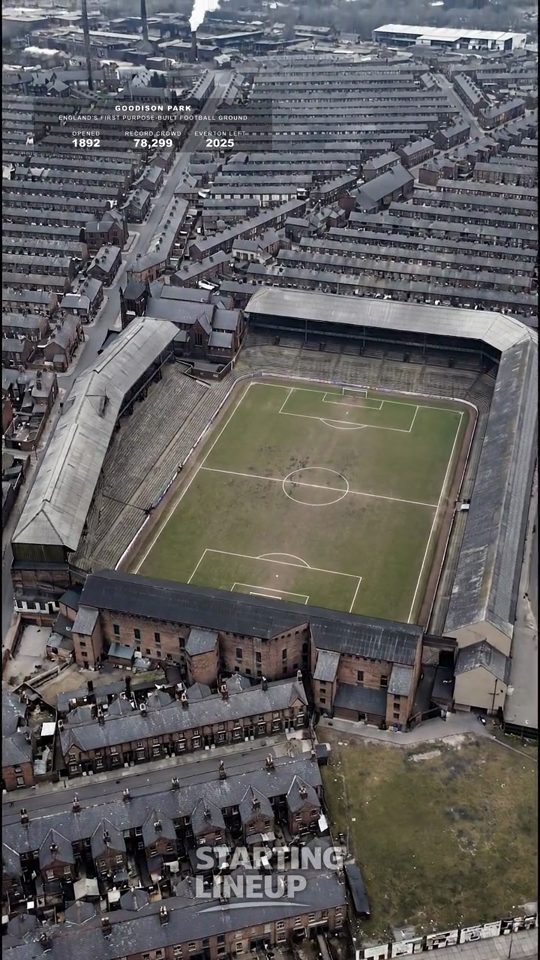 Goodison Park, Everton, from the air in 1938, colourised