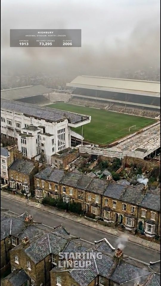 Highbury, Arsenal, from the air in 1936, colourised