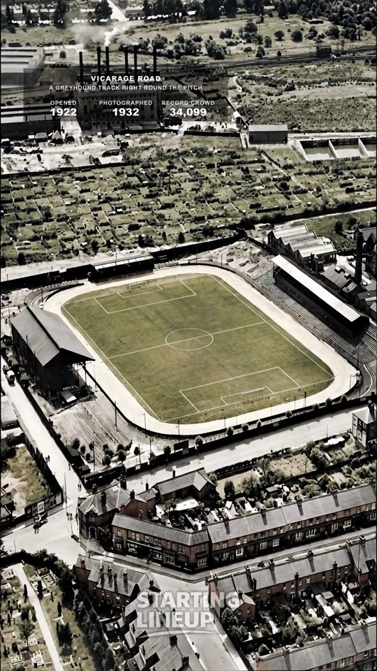 Vicarage Road, Watford, from the air in 1932, colourised