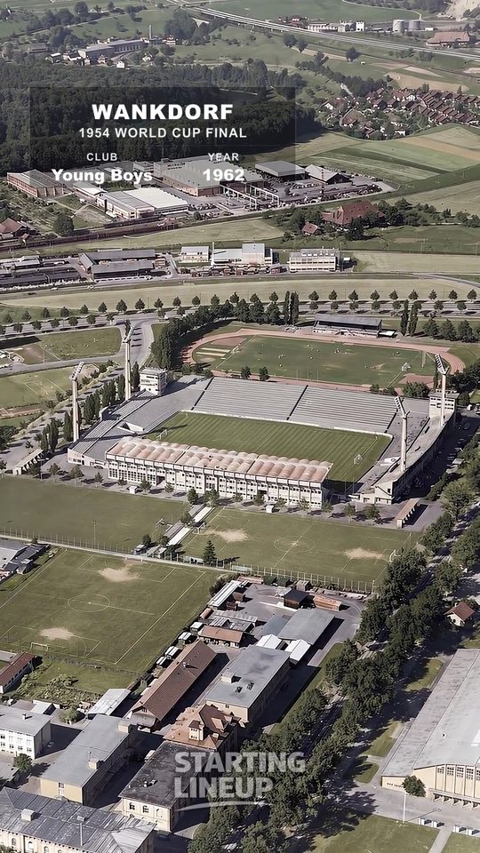 Wankdorf, Young Boys, Bern, from the air in 1962, colourised